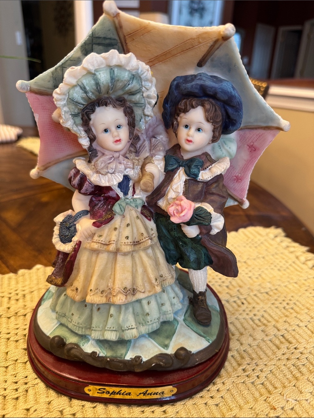 Vintage sophia Anna Pastel Porcelain Figurine Couple with Parasol